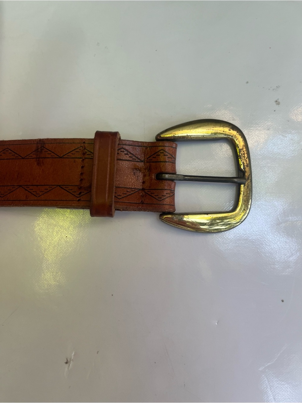 Vintage Liz Claiborne Leather Belt Southwestern Western Boho Large - Picture 6 of 8